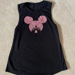 Black Tank Top with Pink Glitter Mouse Design
